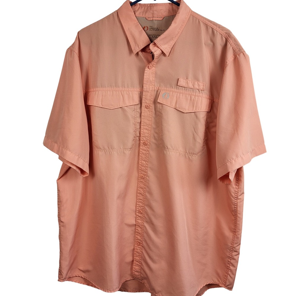 The American Outdoorsman Mens XXL Coral Ripstop Short Sleeve Fishing‎ Shirt 706